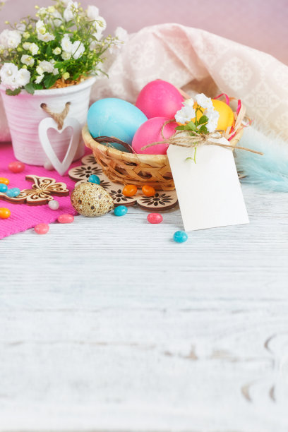 复活节彩蛋和鲜花图片下载