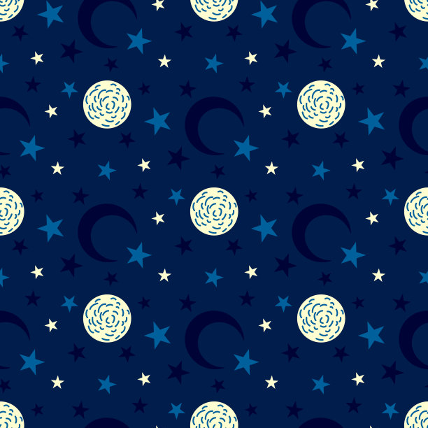 月亮和星星的无缝图案。月亮和星星的背景。图片下载