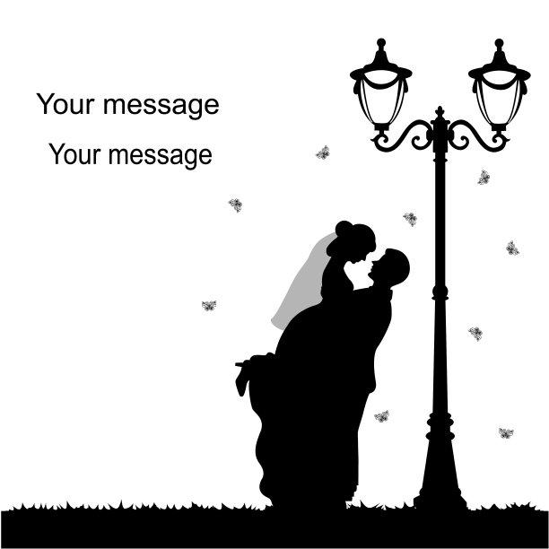 新婚夫妇的节日贺卡。图片下载