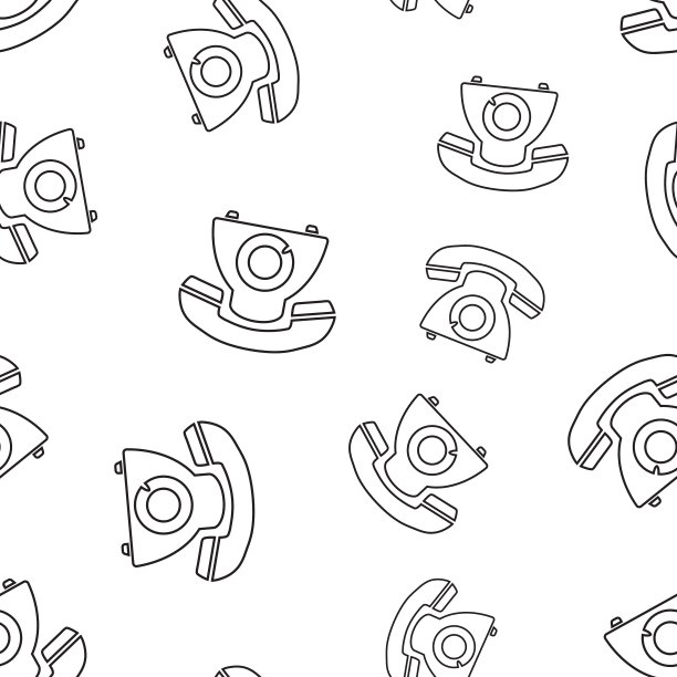 手机无缝模式背景。商业平面矢量插图。老式电话标志符号图案。图片下载