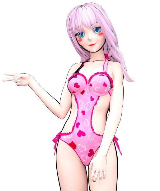 3D动画泳装女孩。图片下载