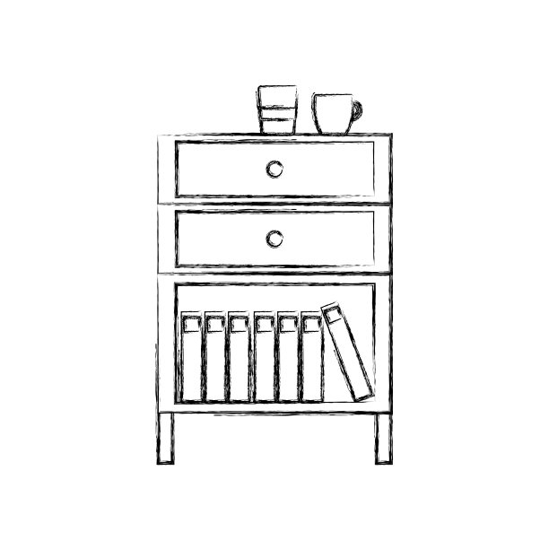 图柜档案档案与咖啡杯和书籍图片下载