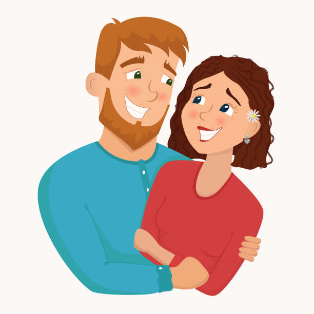 相爱的男人和女人，情人节卡通插画图片下载