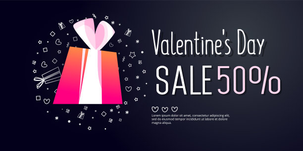 情人节促销横幅模板设计。图片下载