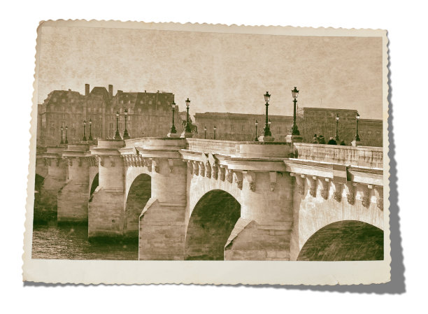 旧巴黎的照片。孤立在白色背景上。图片下载