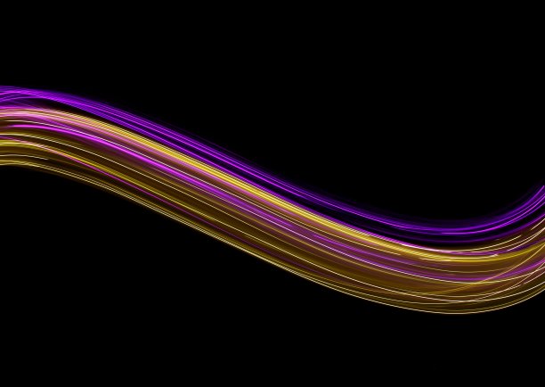 粉色和金色的光画摄影，光线流，长曝光照片，以黑色为背景图片下载