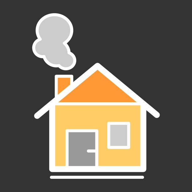 房子与烟囱向量线图标。图片下载