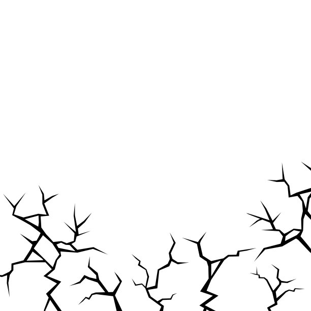 白色背景上的裂缝或闪电。图片下载