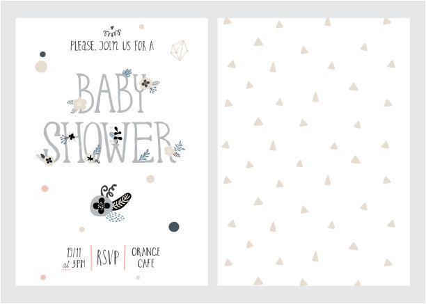 婴儿淋浴矢量模板图片下载