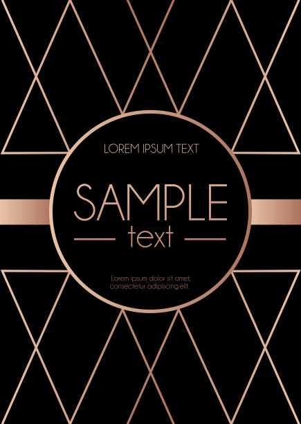 几何玫瑰金设计模板。现代设计的婚礼请柬，贺卡，周年纪念。海军蓝背景与几何玫瑰金圆。矢量图图片下载