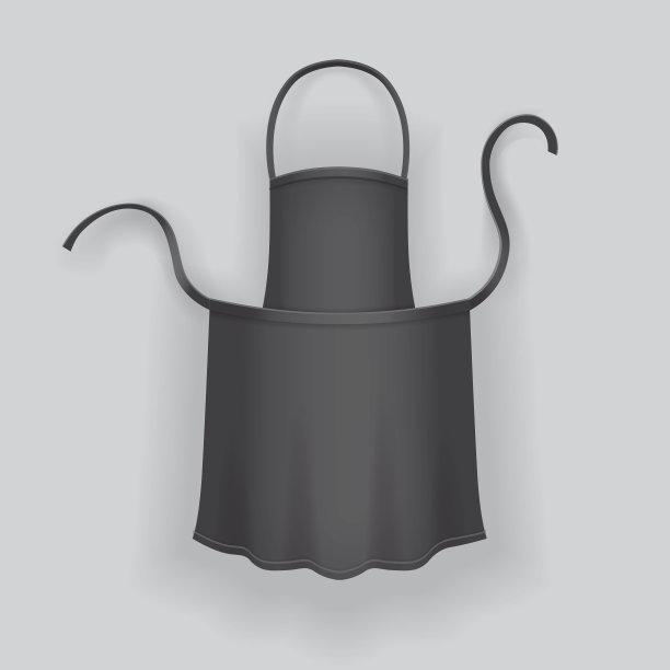 黑色厨房围裙现实的矢量插图图片下载