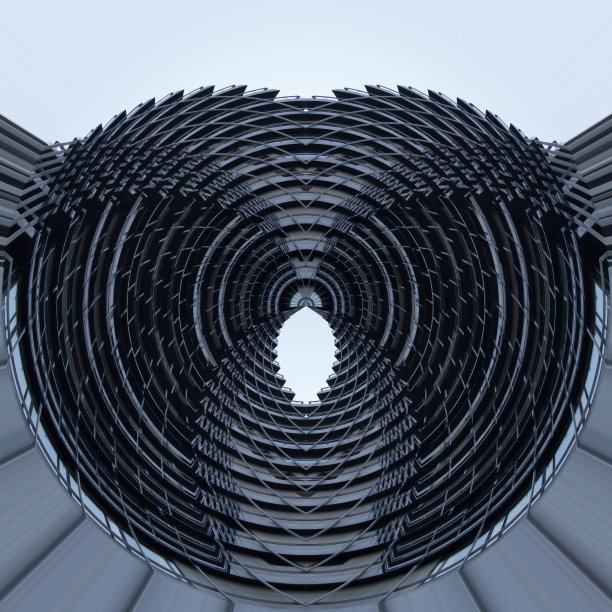 多层曲线网格结构。以现代建筑、工业或技术为主题的抽象意象。图片下载