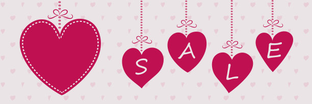 为情人节，妇女节和母亲节的手画心形的横幅布局。向量。素材图片