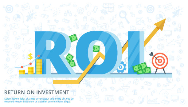 投资回报率-向量平横幅。商业投资效率说明。ROI概念设计与元素。图片下载