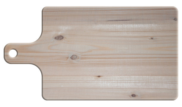 孤立在白色背景木制厨房板。带手柄孔的矩形图片下载