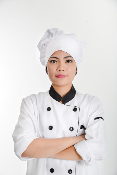 年轻女厨师的肖像孤立图片下载