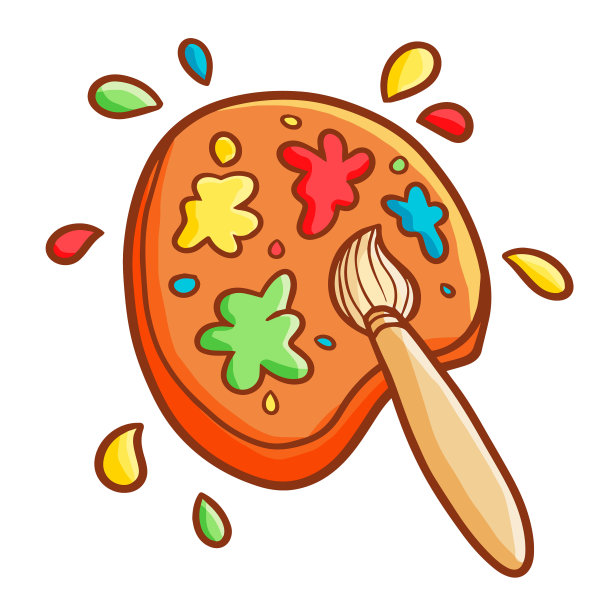 水彩笔刷和调色板图片下载