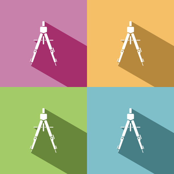 在彩色背景上绘制带有阴影的罗盘图标图片下载