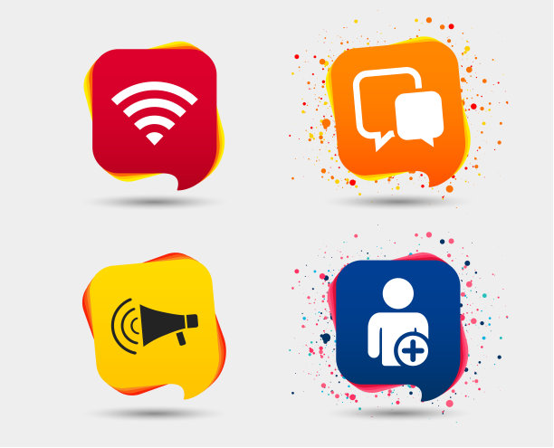 Wifi和聊天泡泡。添加用户,扩音器。图片下载