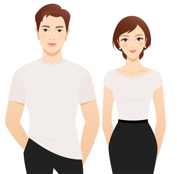 穿着白色t恤的年轻男女图片下载