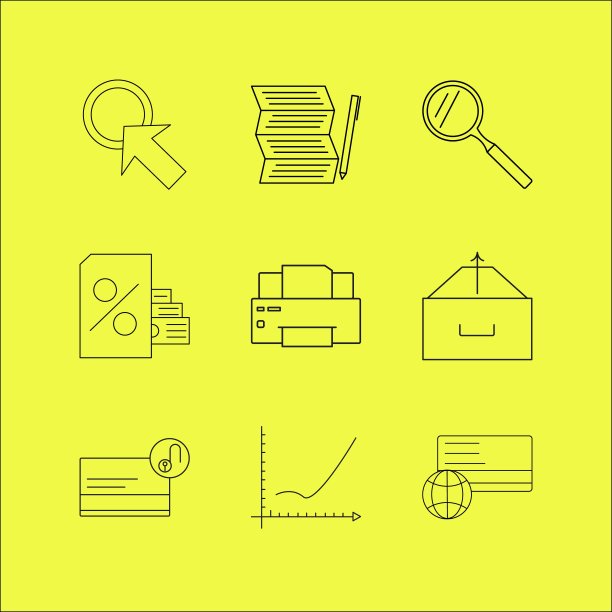 业务线性图标集。简单的轮廓图标图片下载