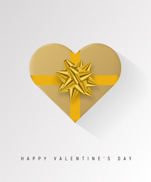 彩带包装心形礼盒。2018节日矢量插图。平的装饰。素材图片