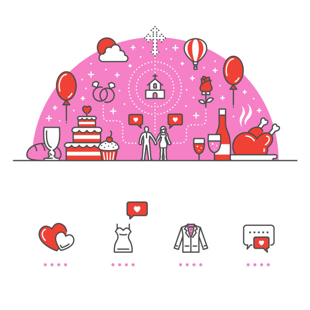 爱，婚礼横幅和图标图片下载