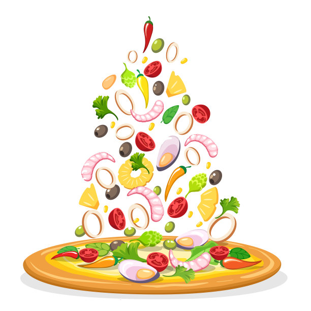 意大利海鲜披萨的配料图片下载