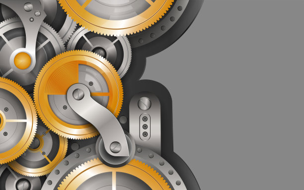电路板上的齿轮，高科技数字技术，数字技术概念，抽象背景，矢量和插图。图片下载