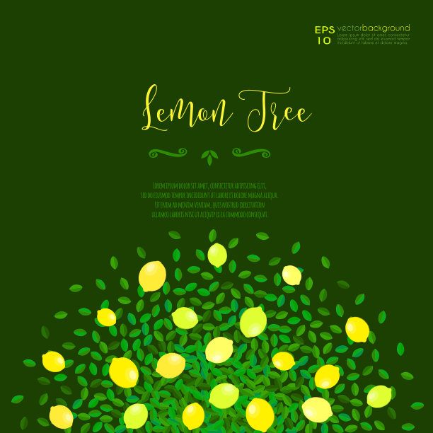 柠檬树贺卡矢量模板图片下载