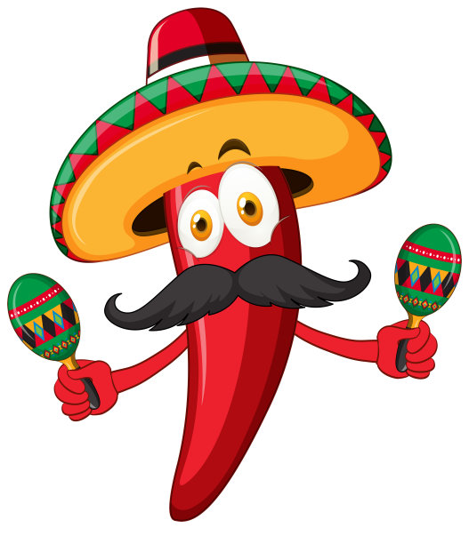 红辣椒戴着帽子，摇晃着沙球图片下载