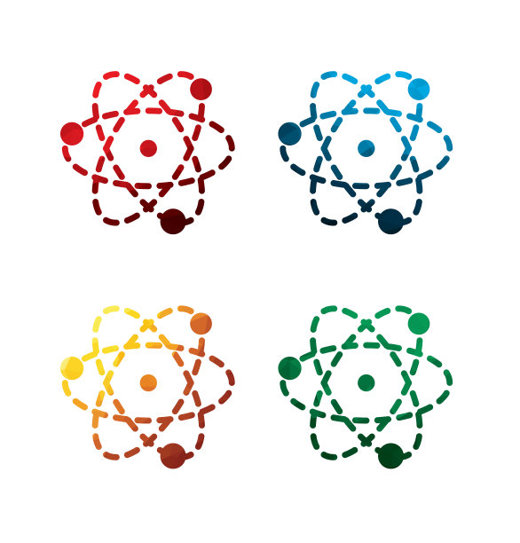 彩色原子图标上的白色背景。孤立原子的图标。eps8。图片下载