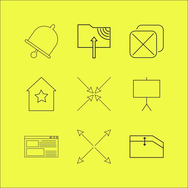 Web线性图标集。简单的轮廓图标图片下载