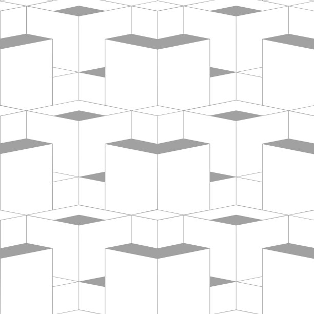 几何抽象三维网格无缝图案，灰色和白色的颜色图片下载