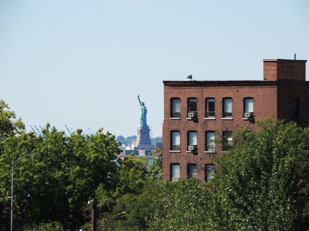 从高空俯瞰自由女神像图片下载