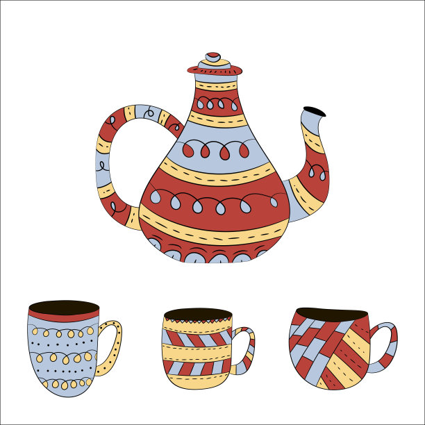 矢量茶壶在斯堪的纳维亚风格。孤立的对象图片下载