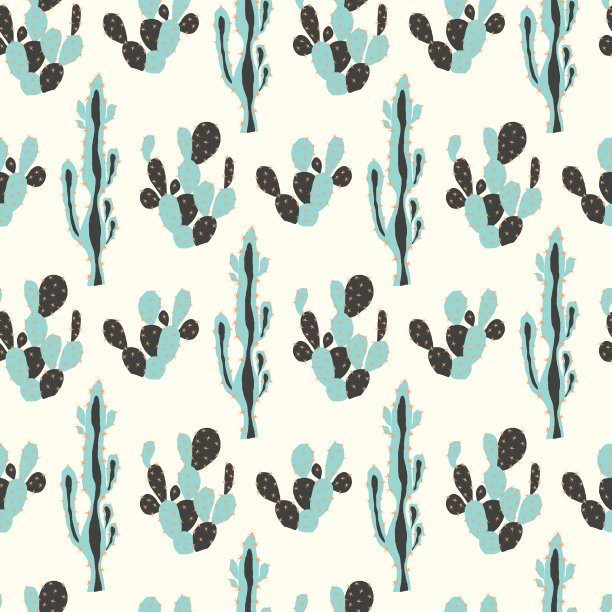 无缝矢量模式与仙人掌和花。可爱多汁的仙人掌背景图片下载