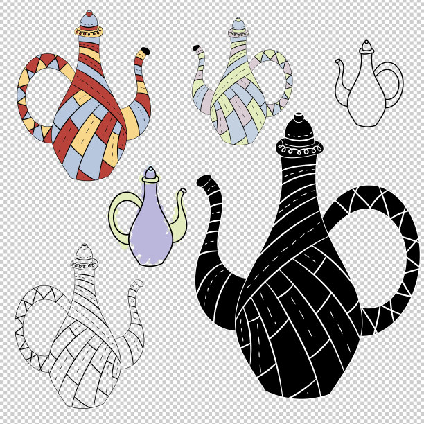 矢量茶壶在斯堪的纳维亚风格。孤立的对象图片下载