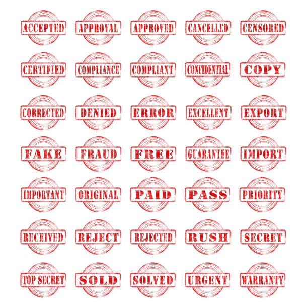 一套孤立在白色背景上的红墨邮票。图片下载