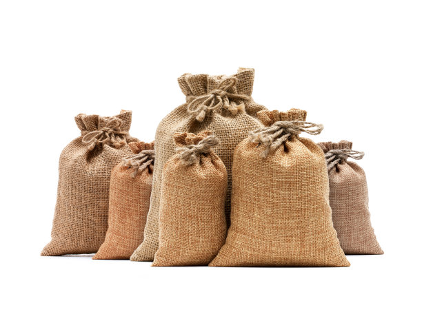 粗麻袋孤立在白色背景上图片下载