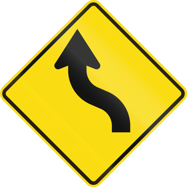 新西兰路标-向左转60度以内的反向弯道图片下载