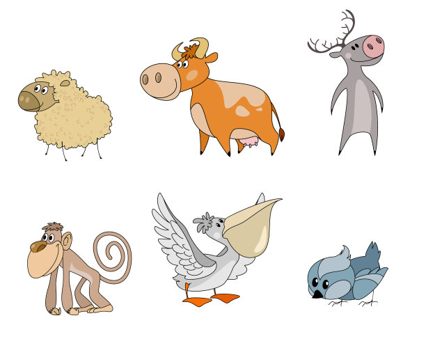 六只动物卡通人物图片下载