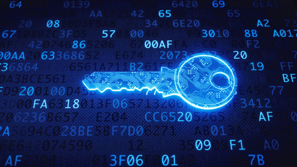 蓝色电路数字键近距离图片下载