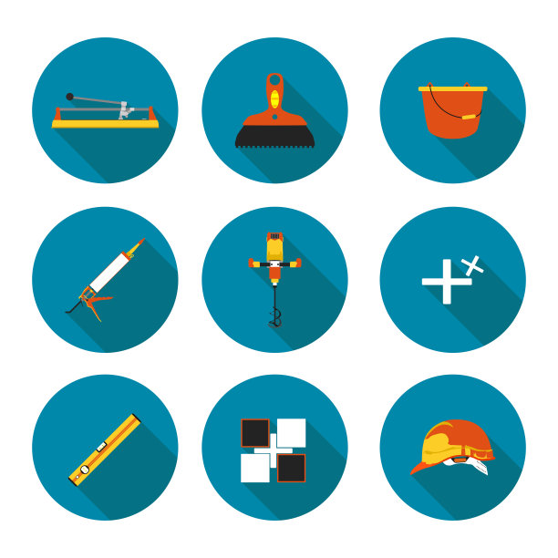 平铺瓷砖的一组图标图片下载