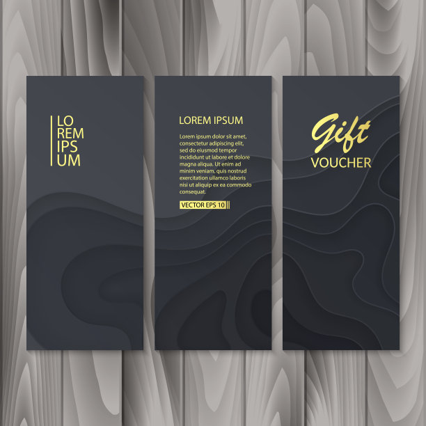一套礼券、礼券。设计与黑暗剪纸背景，矢量插图图片下载