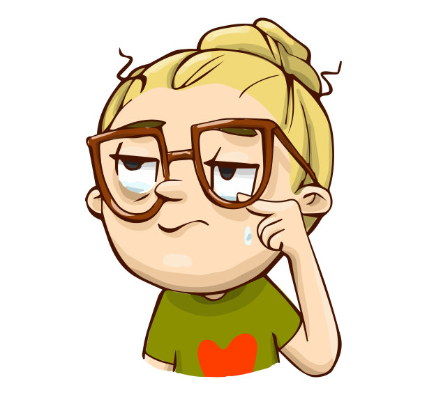 情感搞笑的卡通人物。矢量讽刺哭手画女孩。图片下载