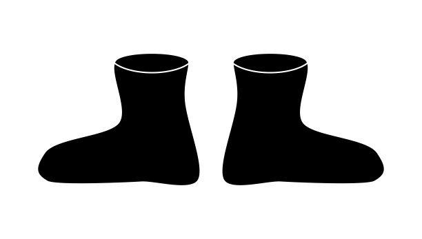 橡胶靴剪影，卡通简单的橡胶靴孤立在白色背景图片下载