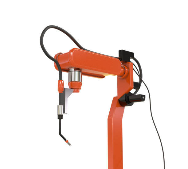 白色背景上的工业机器人手臂图片下载