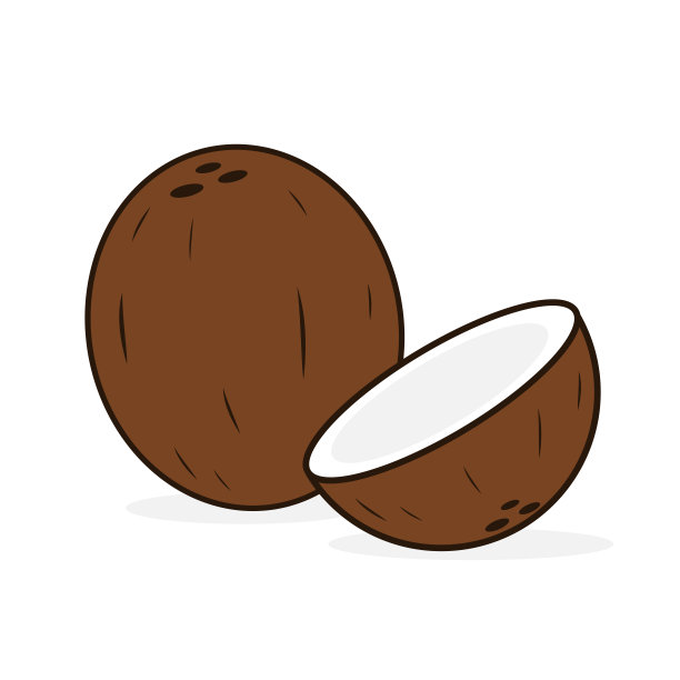 卡通矢量椰子孤立的白色背景图片下载