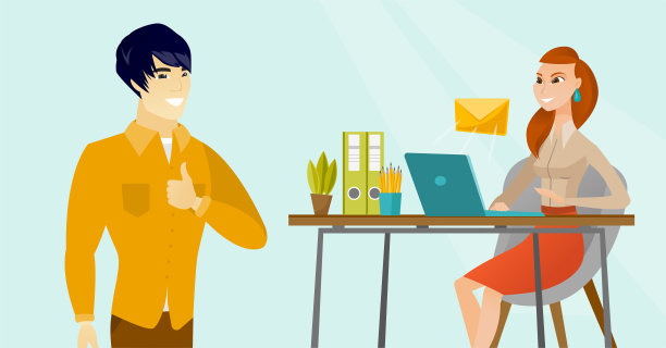 年轻的商业女性收发电子邮件图片下载